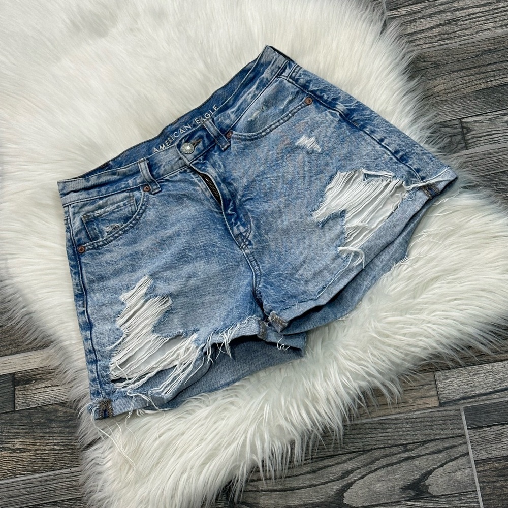 American Eagle Ripped High Rise Mom Shorts